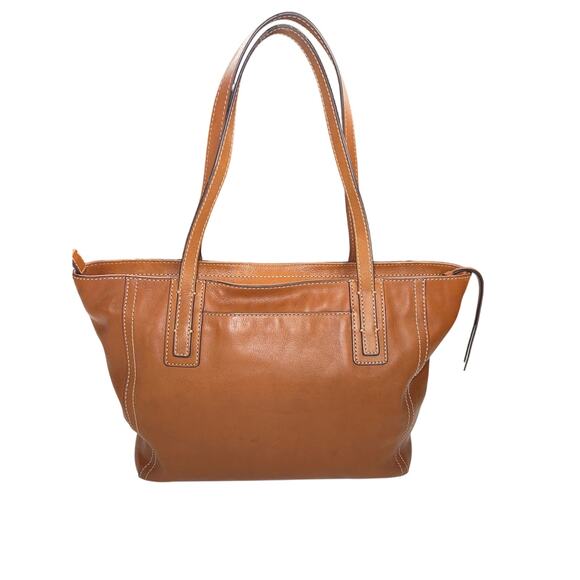 Fossil Emma Leather Tote Handbag Caramel Brown Large Capacity Laptop Zip Top - Picture 2 of 16